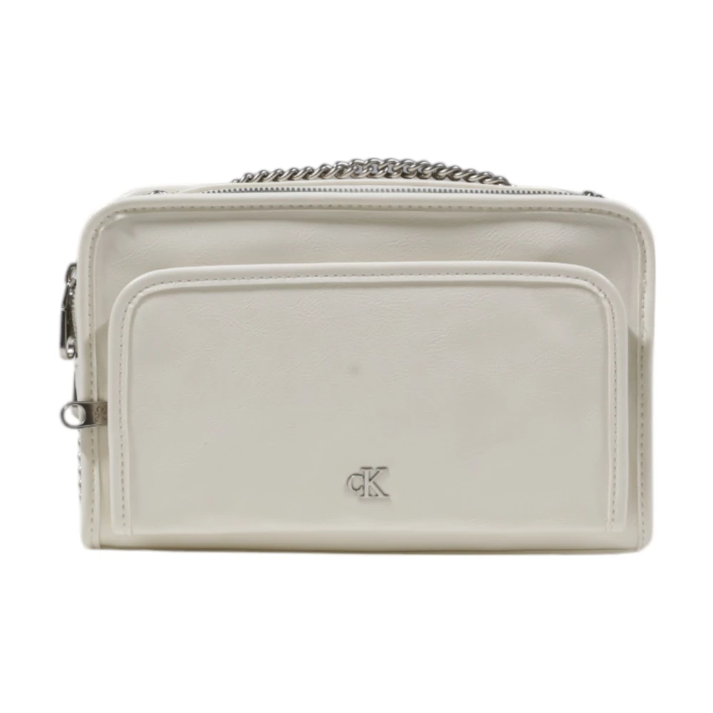Calvin Klein Witte Rits Schoudertas Lente Zomer Vrouwen White Dames