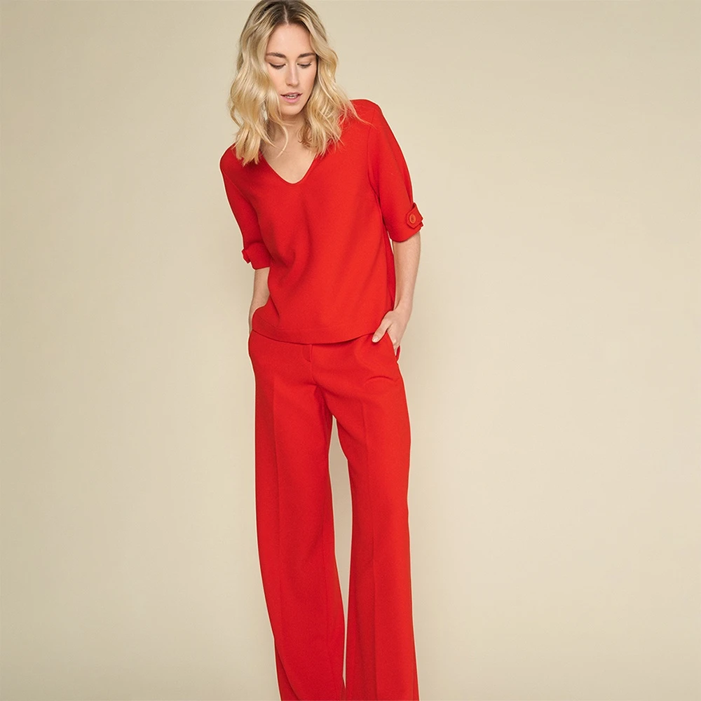 Marie Méro Rode V-Hals Blouse Tuniek Red Dames