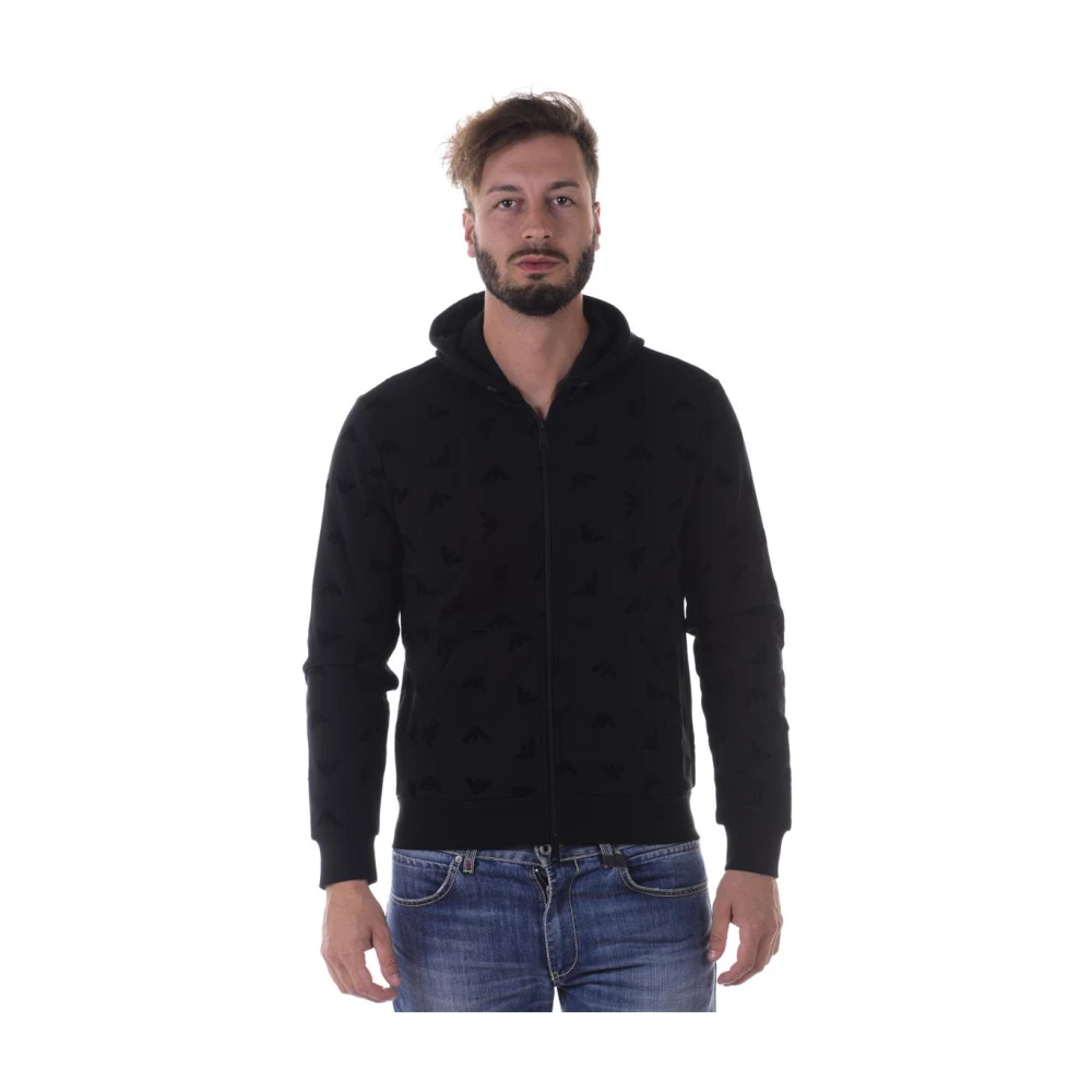 Armani Jeans Black Sweatshirt Hoodie - Male - Zip-Throughs - Xl - Sweatshirts & Hoodies