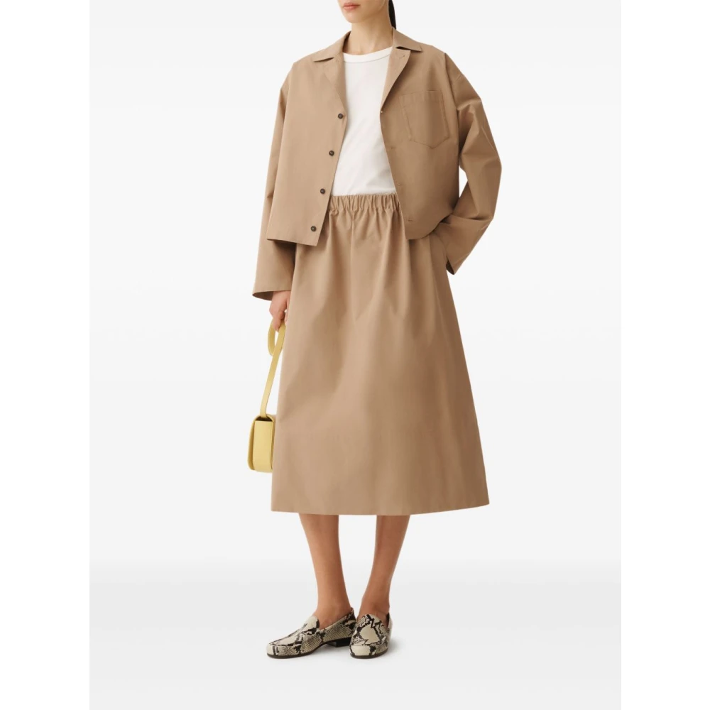 Fabiana Filippi Bruine Midi Rok met Zakken Beige Dames