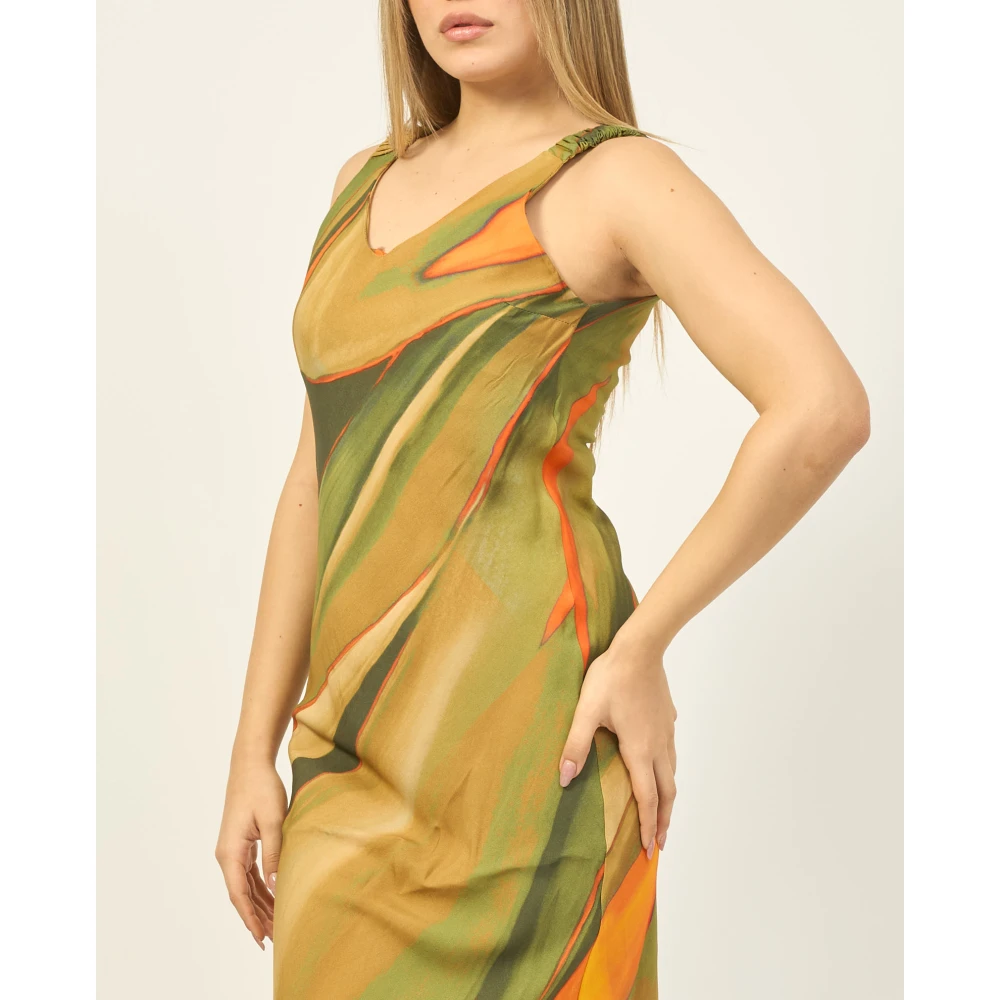 YES ZEE Lange jurk met V-hals en open rug Multicolor Dames