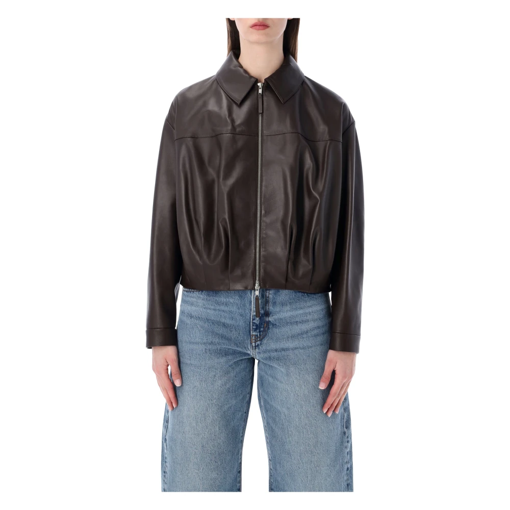 S.W.O.R.D 6.6.44, Leather Jackets, female, Brown, Size: S Cropped Nappa Leather Bomber