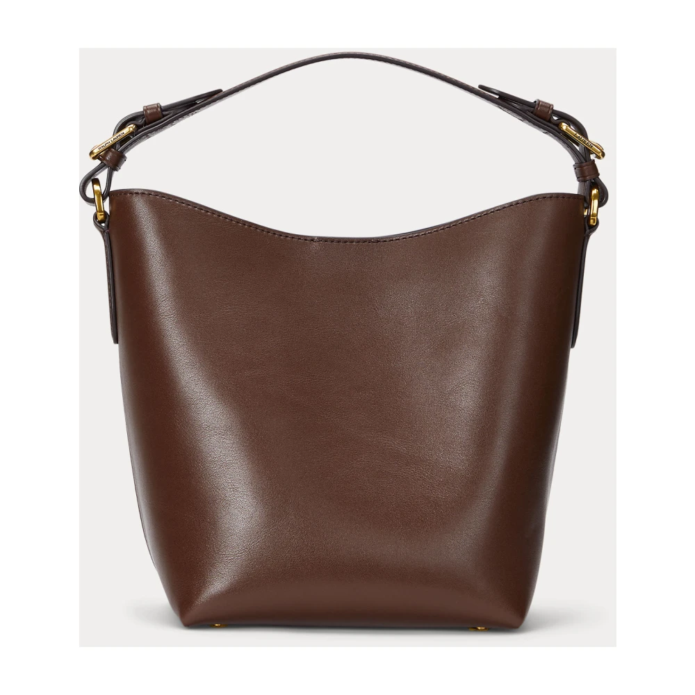 Ralph Lauren Bruin Leren Emmer Tas met Oversize Logo Brown Dames