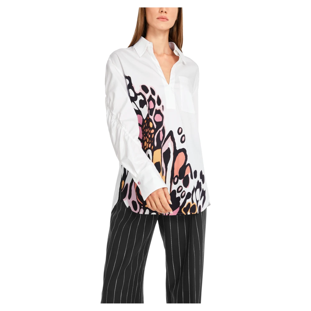 Marc Cain Blouse met vlinderprint en wijde silhouet White Dames