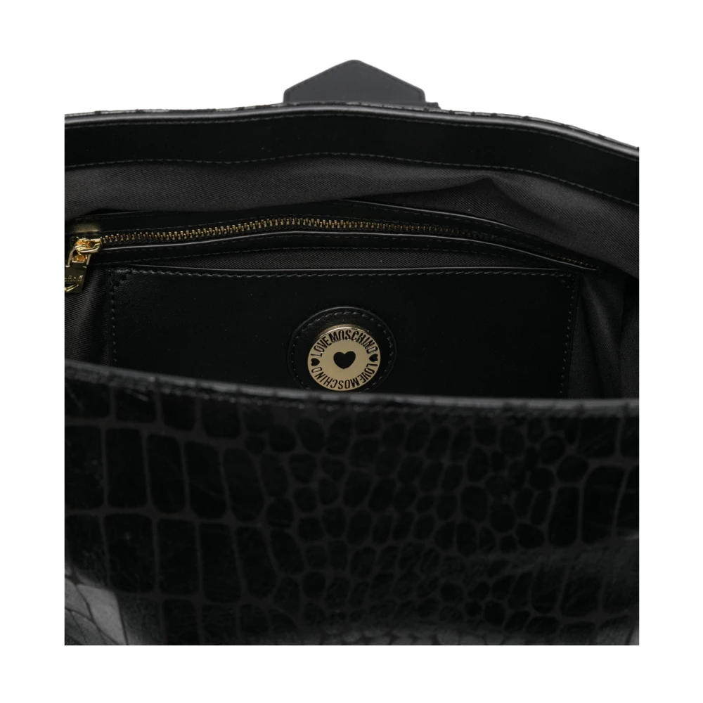 Love Moschino Elegante Croco Schoudertas Zwart Black Dames