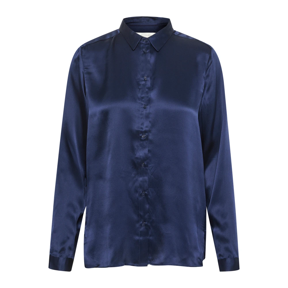 InWear Elegante zijden shirt Midnight Magic Blue Dames