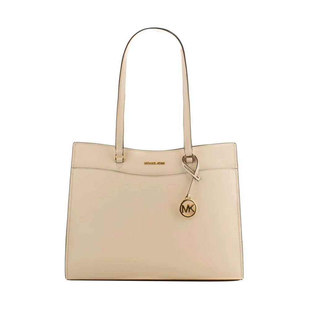 Michael Kors Women's Beige Jet Set Large Signature Logo Tote Bag