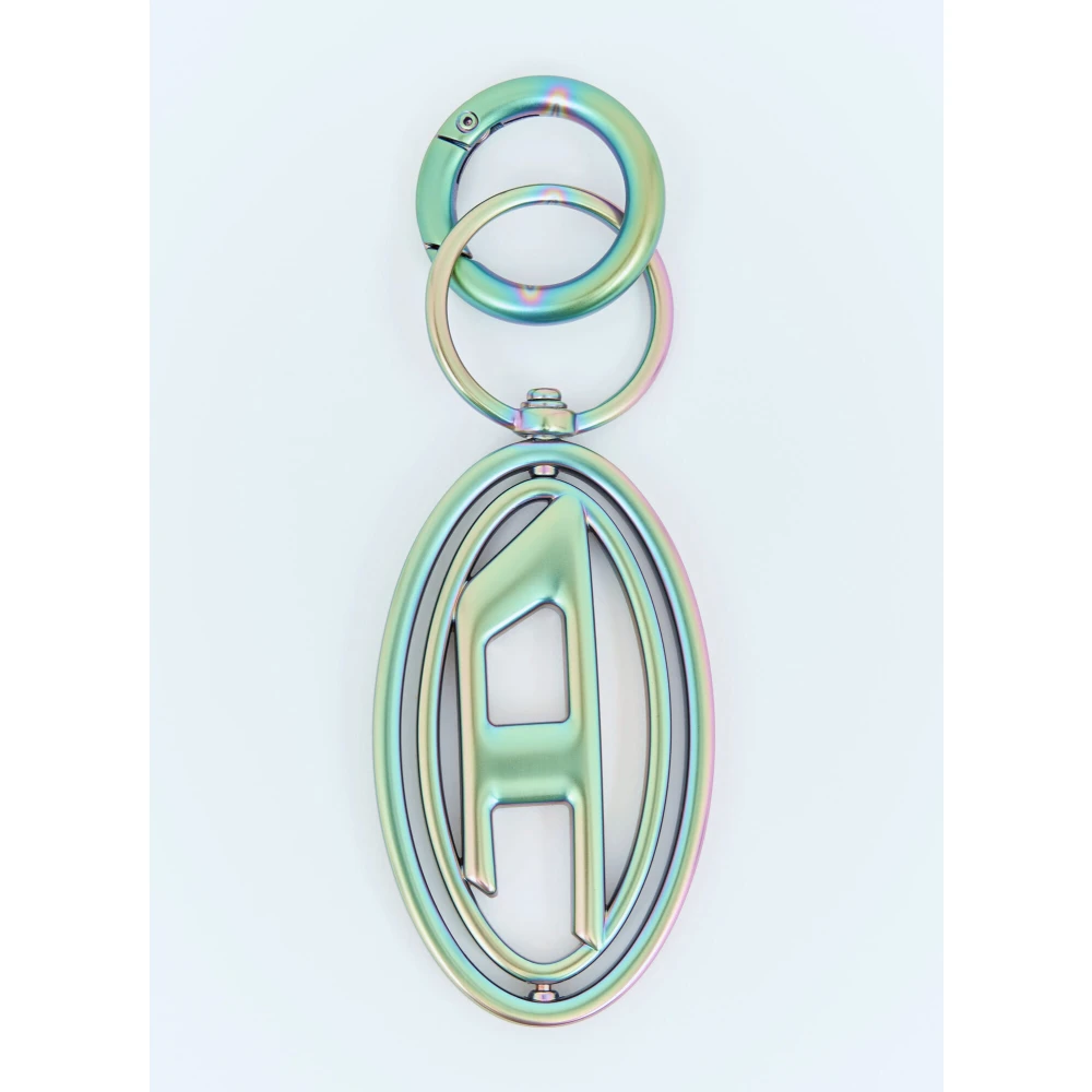 Diesel Iridescent Zink Sleutelhanger met Beweegbaar Logo Green Unisex
