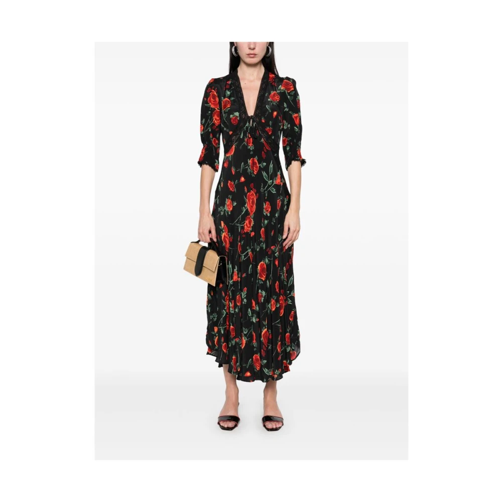 Rixo Zwarte Jurk Met Striksluiting Multicolor Dames