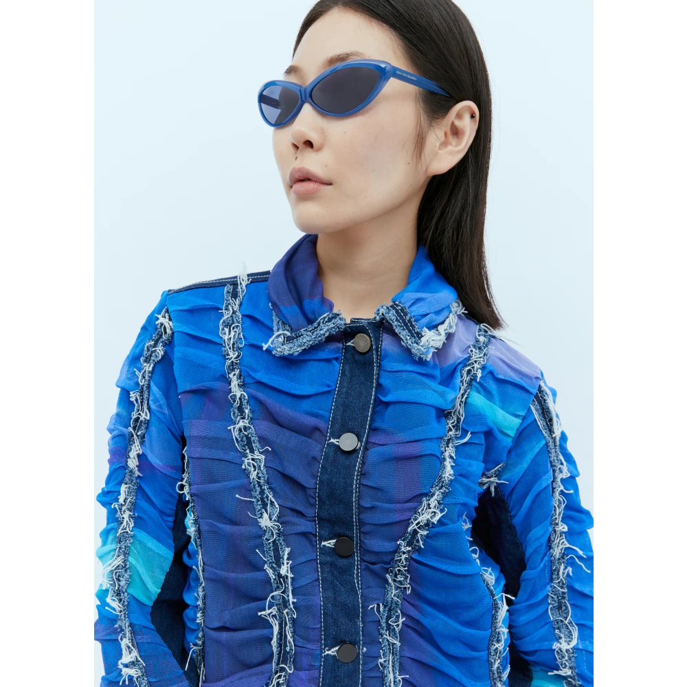 Paula Canovas del Vas Mesh Inzet Denim Jack Multicolor Dames