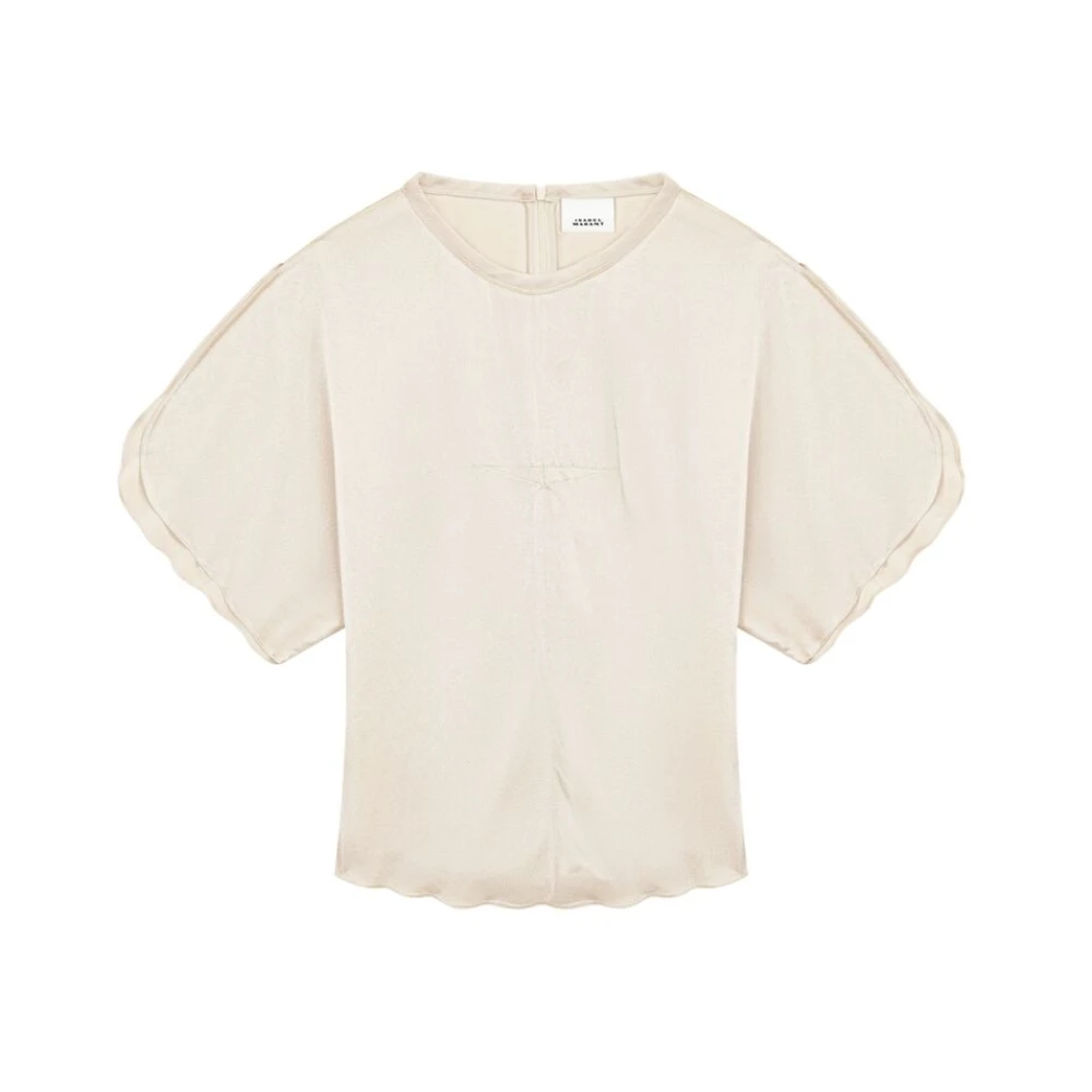 Isabel marant Elegant Satin Finish Scalloped Hem Dress Beige Dames