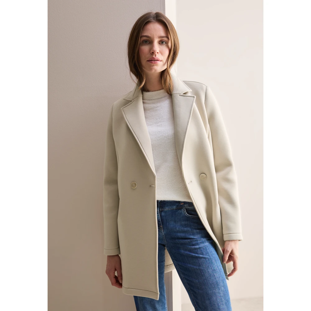 cecil Scuba Jas met Revers Kraag en Zakken Beige Dames