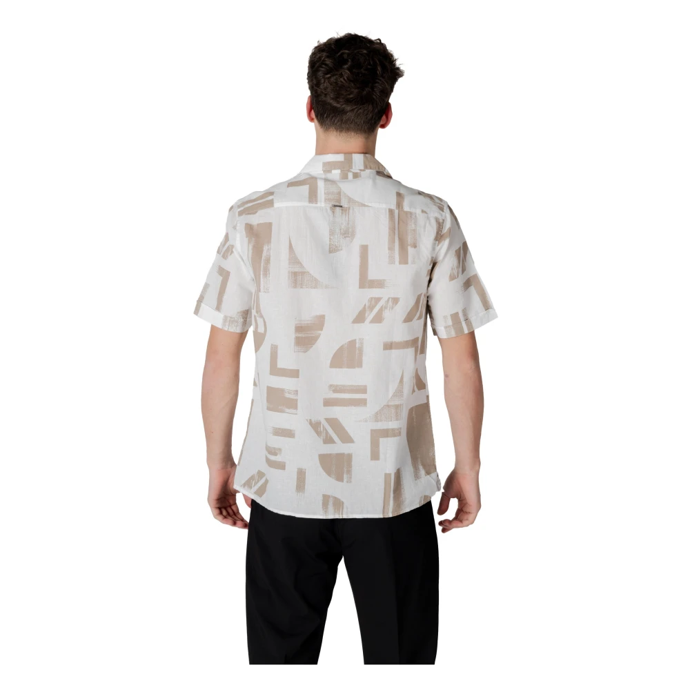 Antony Morato Geometrisch Patroon Korte Mouw Overhemd Beige Heren