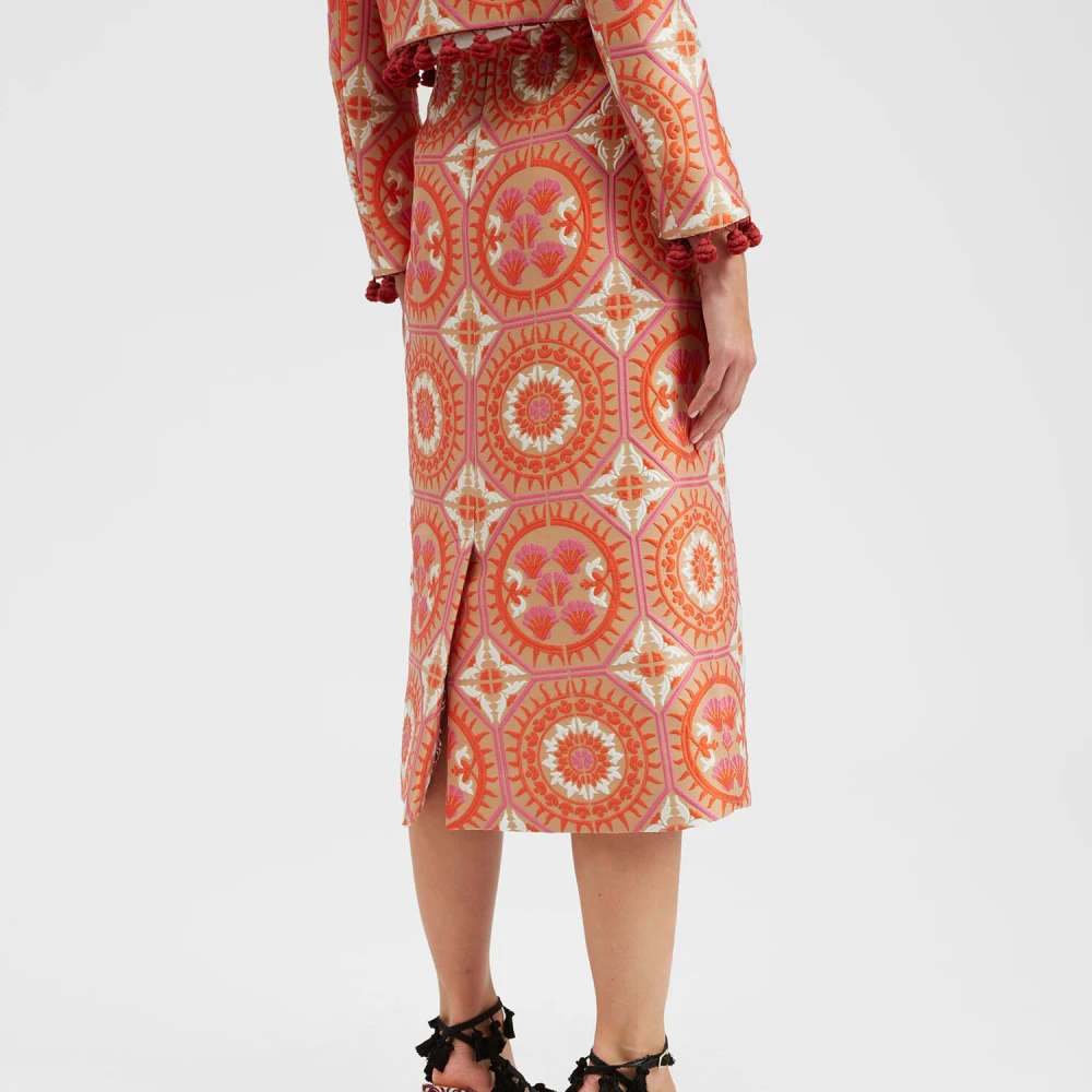 La DoubleJ Zon Jacquard Potlood Rok Orange Dames
