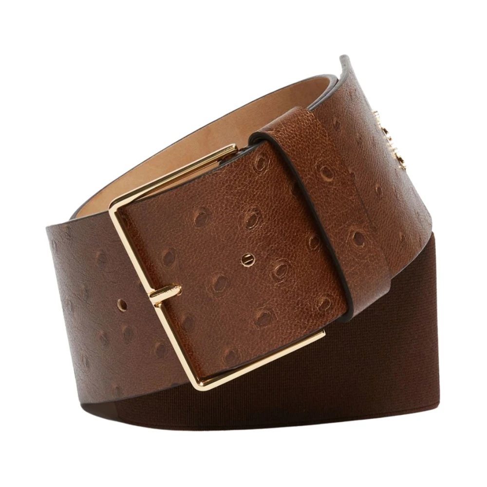 Max Mara Ostrich60 Leren Riem Brown Dames