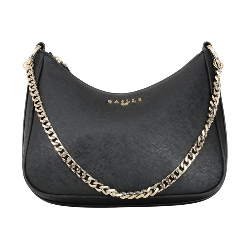 Gaëlle Paris Zwarte Schoudertas met Kettingriem Black Dames