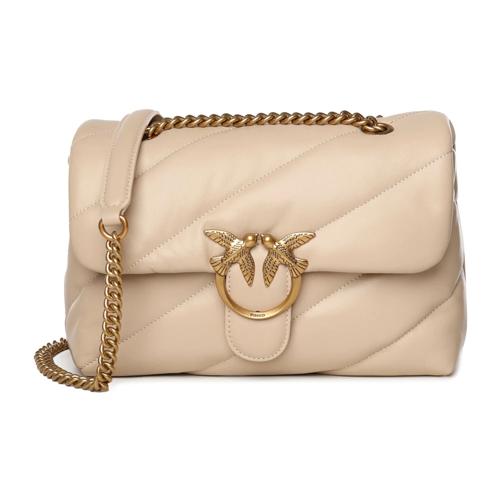 PINKO Love Bag Puff i mjukt nappaskinn Beige, Dam