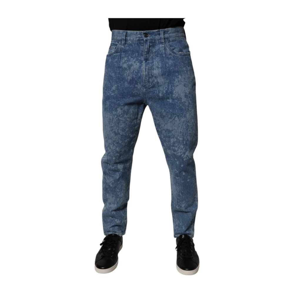 Dolce & Gabbana Men's Blue Tie Dye Skinny Denim Jeans