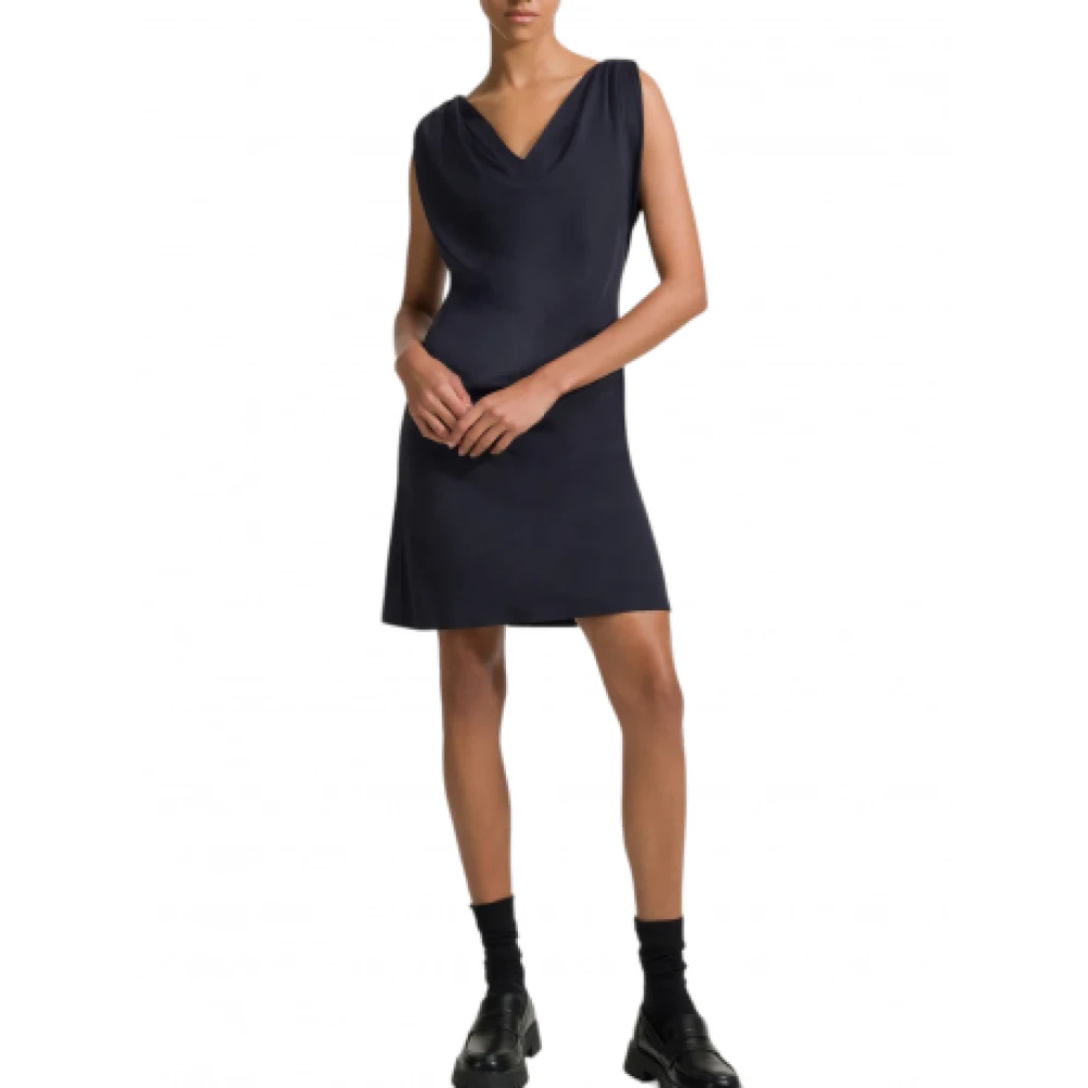 RRD Zwarte gedrapeerde cupro jurk Oxford Kim Black Dames