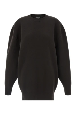 Skulptural Wool Cashmere Sweatshirt Miniklänning