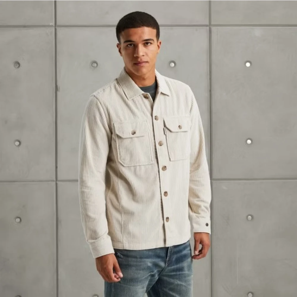 Cast Iron Ribcord Overshirt Solid Shirt Beige Heren