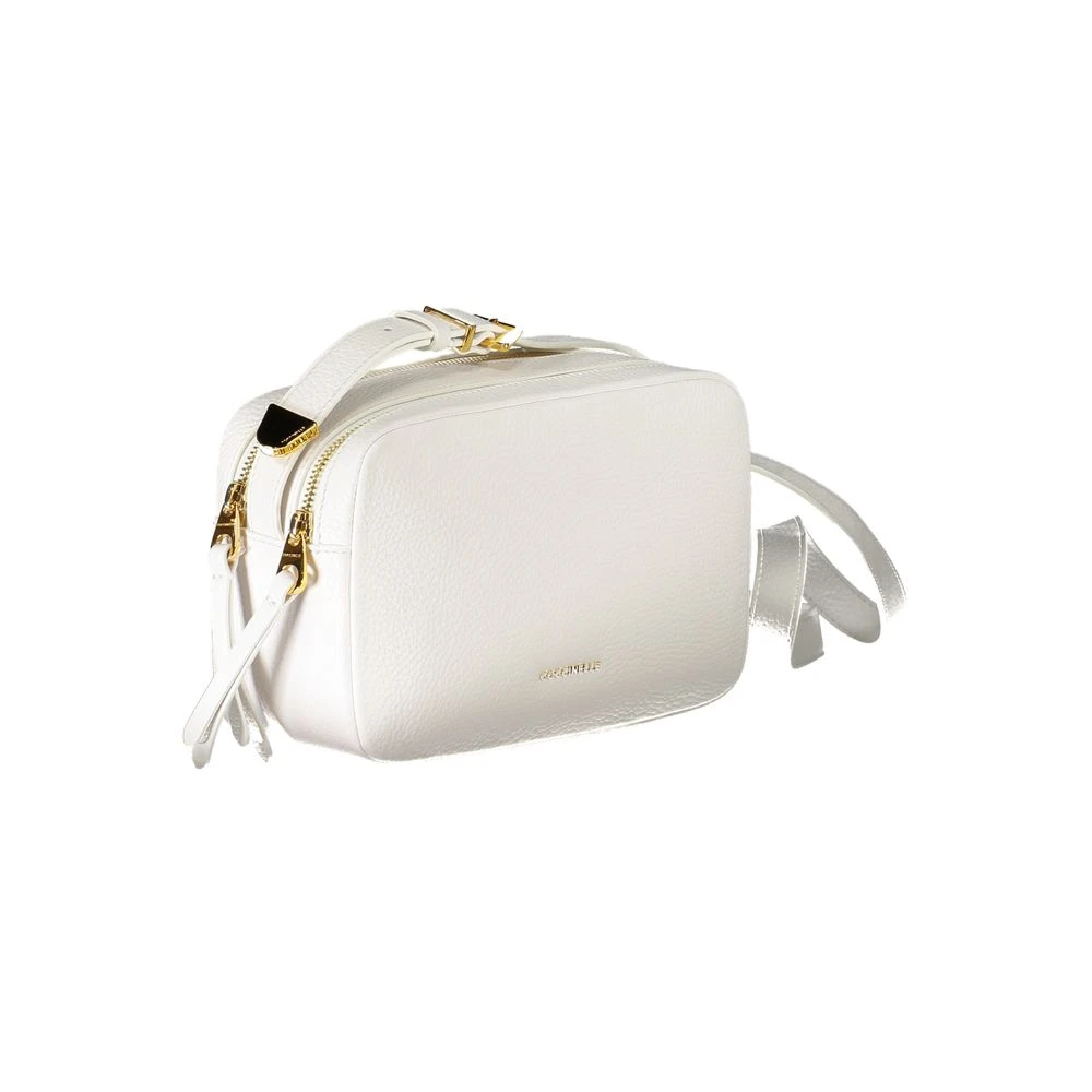 Coccinelle Witte leren schoudertas met verstelbare band White Dames
