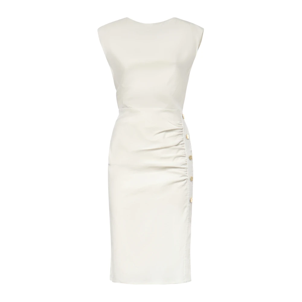 Pinko Women's White Alissa Abito Lino Stretch - Midi Dresses - S - Dresses