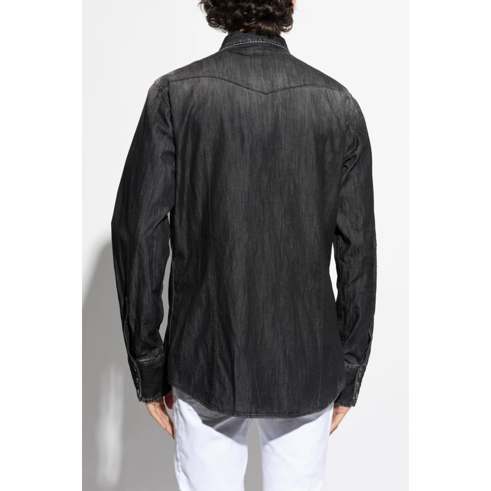 Dsquared2 Denim shirt met vintage effect Black Heren