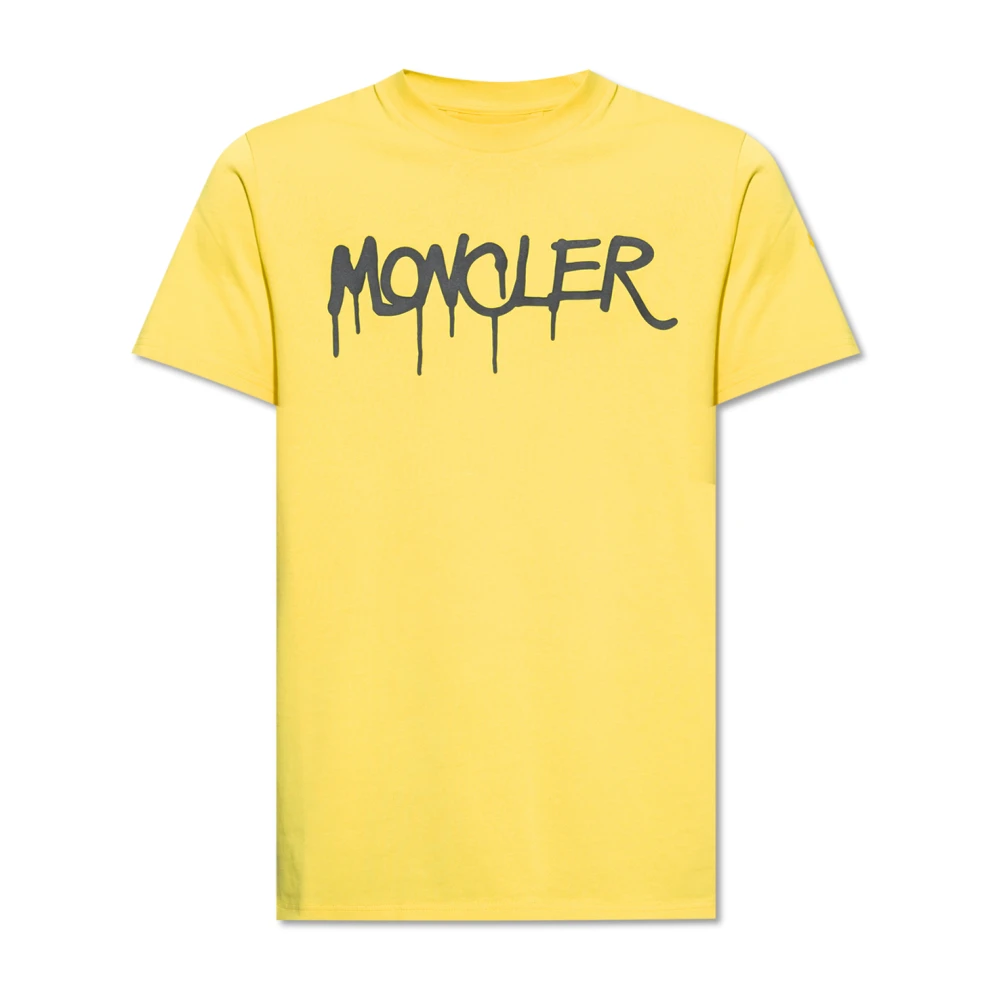 Moncler T-shirt met logo Yellow Heren
