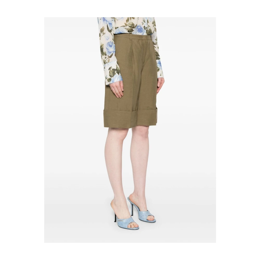 Blugirl Groene Shorts met Omgeslagen Manchetten Green Dames
