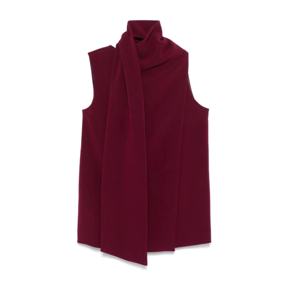 Alberto Biani Bordeaux Rode Mouwloze Wrap Top Red Dames