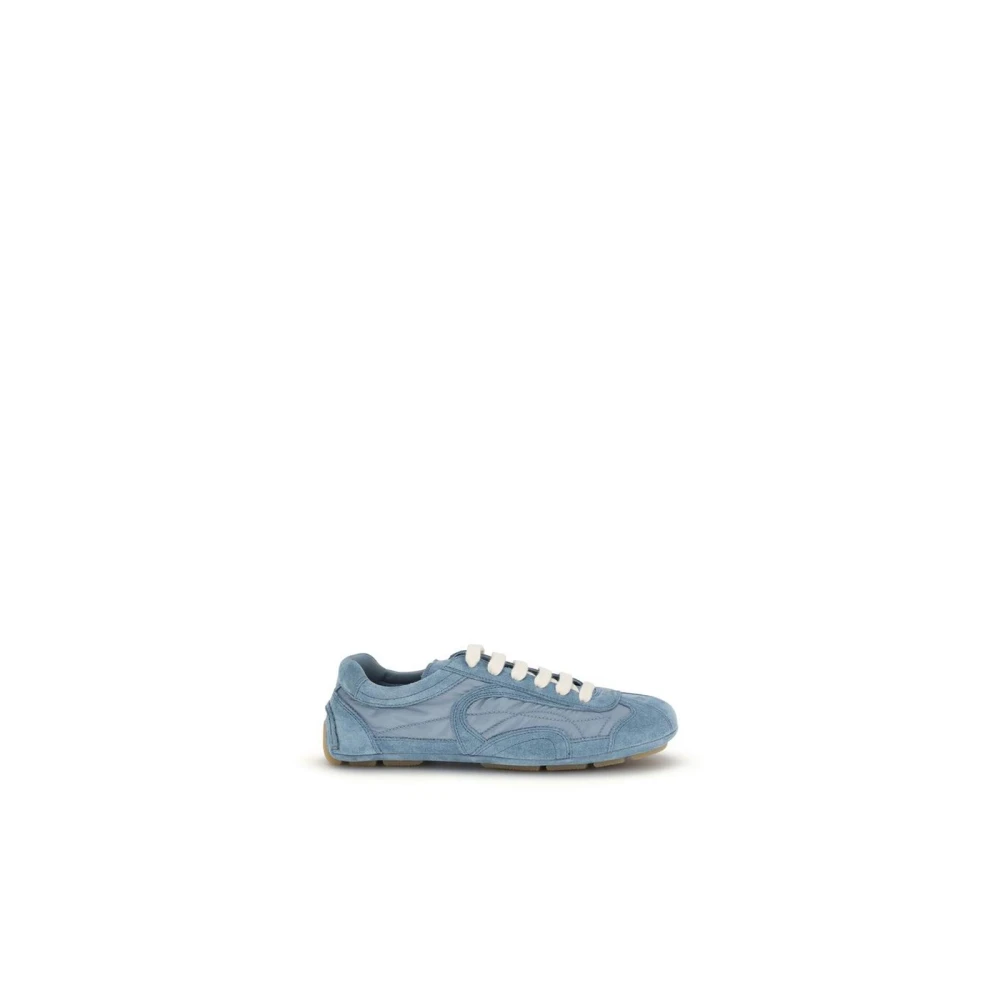 Prada Women's Blue Sneakers, 5 1/2 Uk, Re-Nylon And Suede Laced Trainers