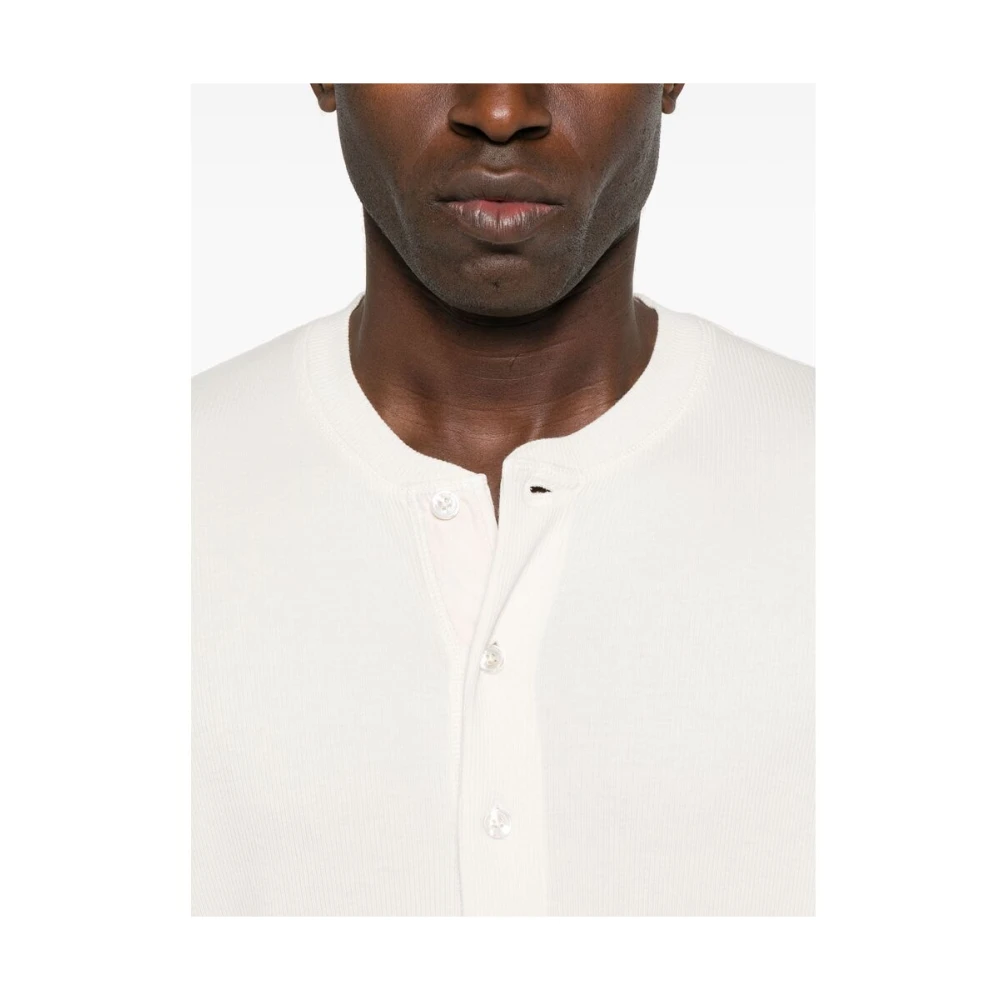 Tom Ford Witte Henley Neck T-shirt met Logo White Heren