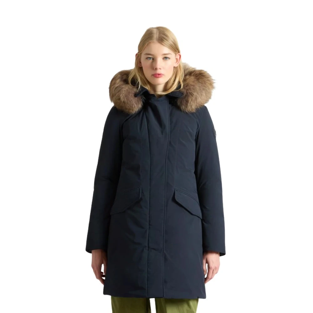 Woolrich Moderne Parka met Afneembare Capuchon Blue Dames