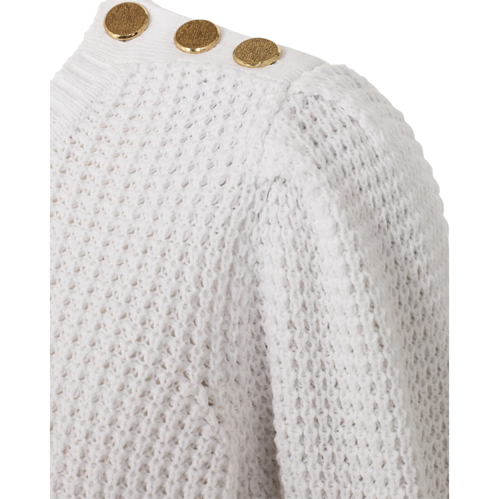 Freequent Off-White Gebreide Trui met Knoopdetail White Dames
