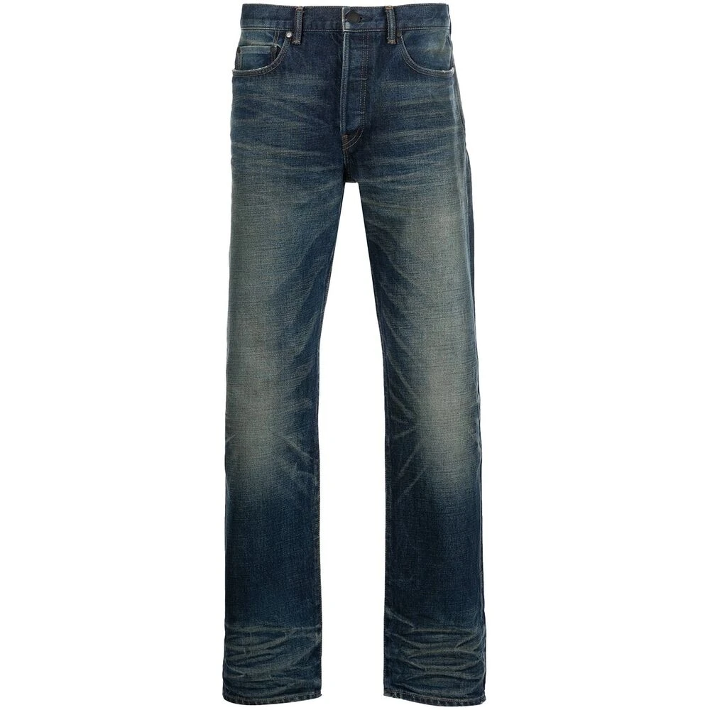 John Elliott Indigo Blauwe Denim Straight Leg Jeans Blue Heren
