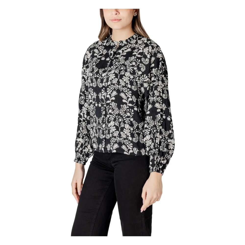 Ichi Lange mouwen blouse collectie Black Dames