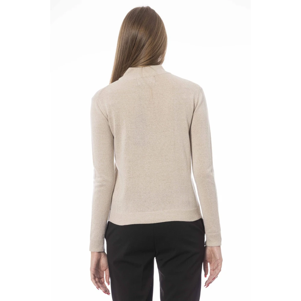 Baldinini Trendy Gebreide Trui met Monogramdetail Beige Dames