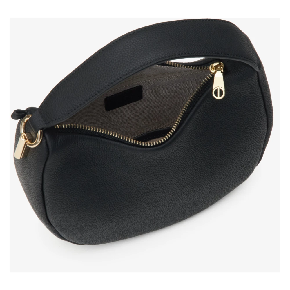 Estro Zwarte Halvemaanvormige Handtas gemaakt van Echt Leer Er00114352 Black Dames