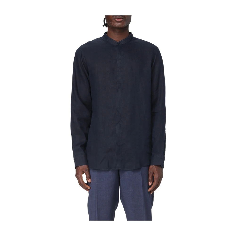 Armani Exchange Mannelijk Blauw Overhemden Heren, Xl, Linnen, Klassiek Linnen Overhemd
