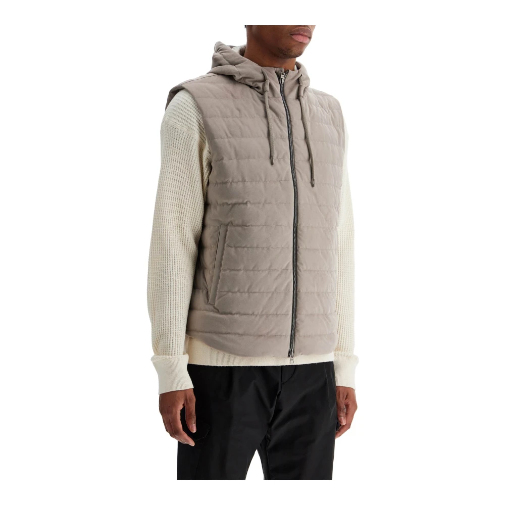 Herno Gewatteerd Mouwloos Vest met Capuchon Beige Heren