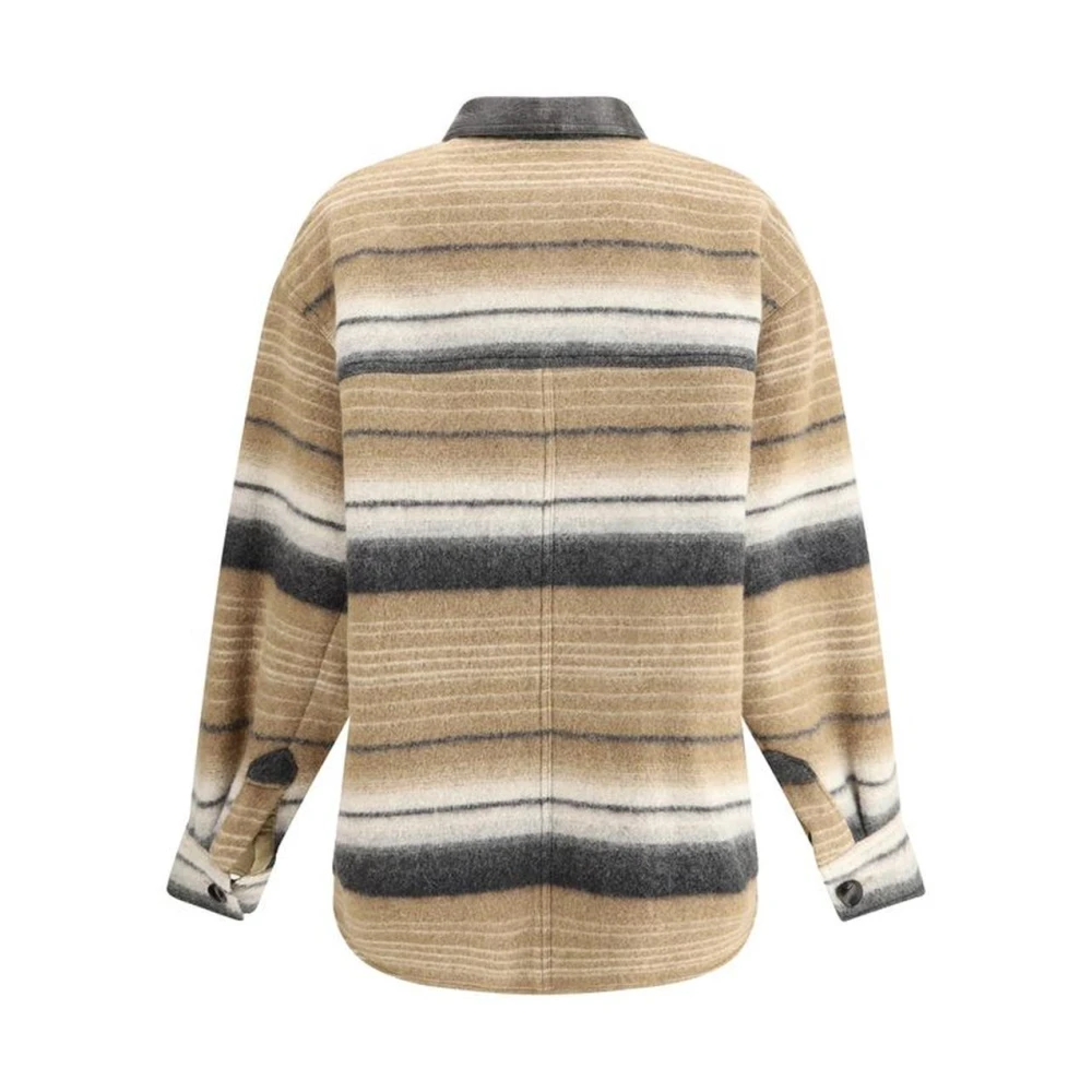 Isabel Marant Étoile Gestreepte wollen jas met leren kraag Multicolor Dames