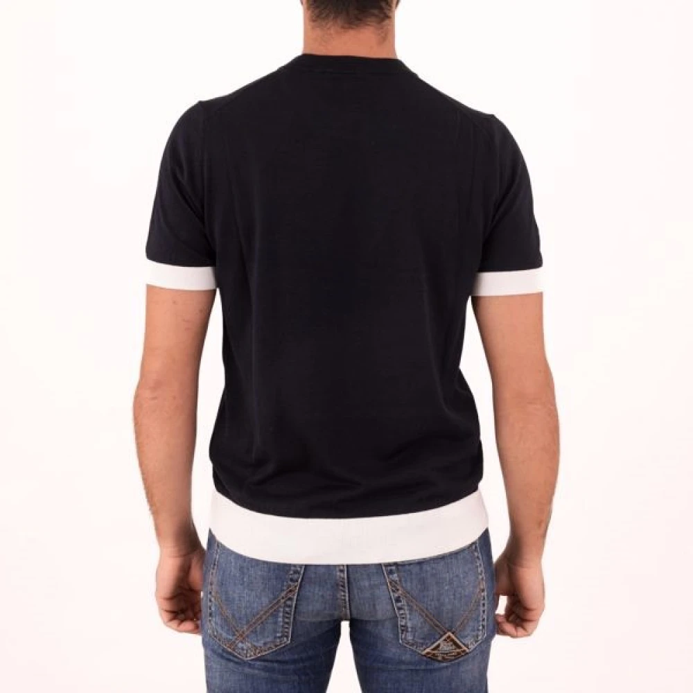 Paolo Pecora Zwart T-shirt met witte rand Black Heren