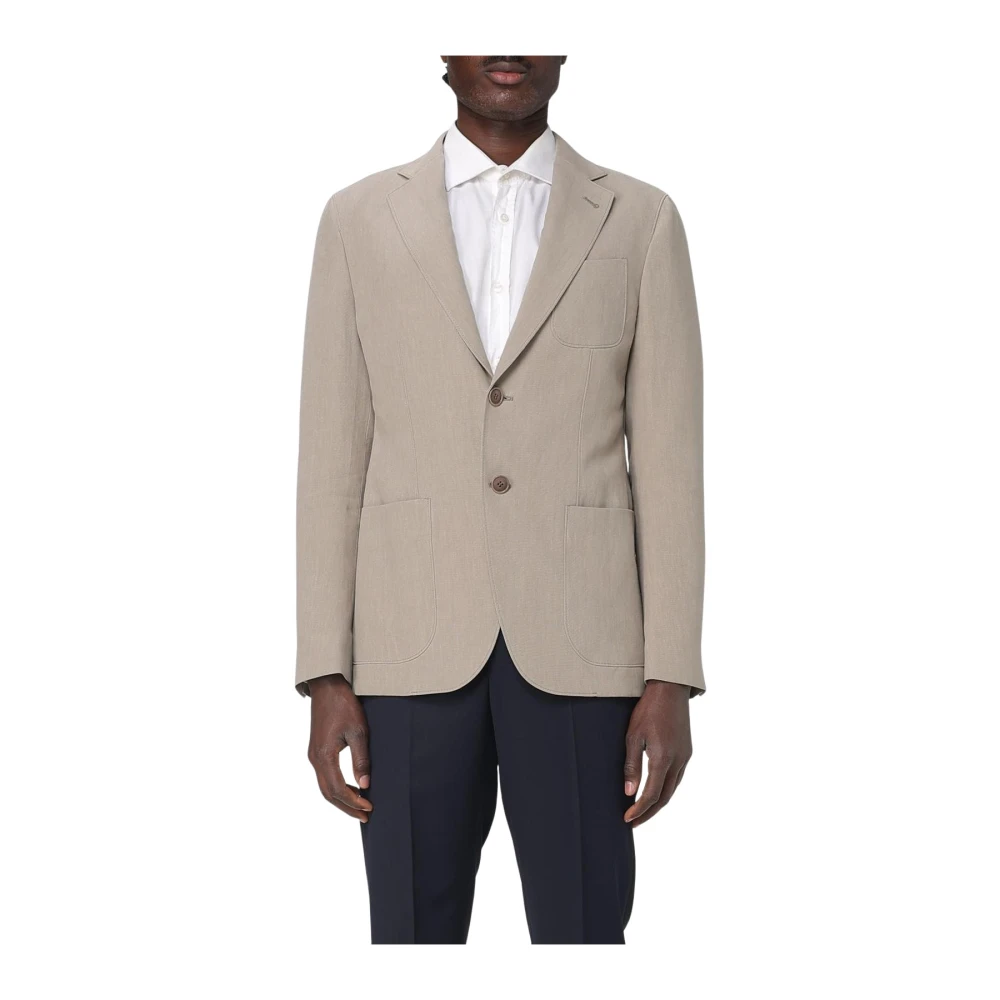 Giorgio Armani Beige Linne Blazer Fickor