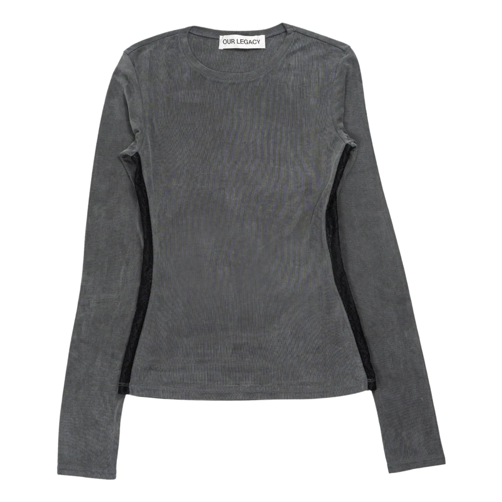 Our Legacy Donkergrijze Kant Longsleeve Slim Fit Gray Dames