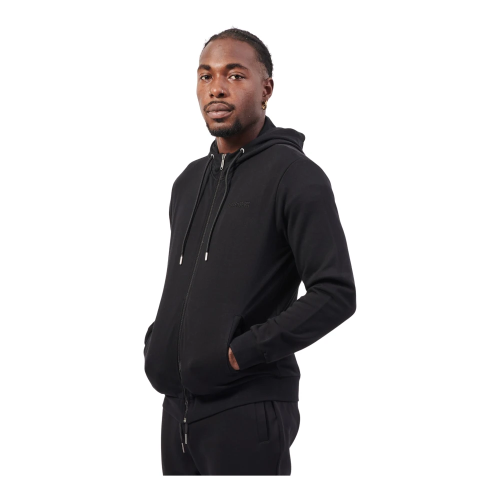Bikkembergs Zwarte Hoodie Met Rits Logo Black Heren