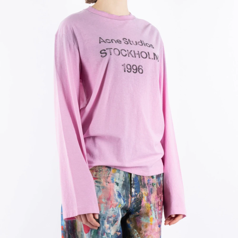 Acne Studios Roze Katoen Hennep T-Shirt Cl0197 Pink Dames