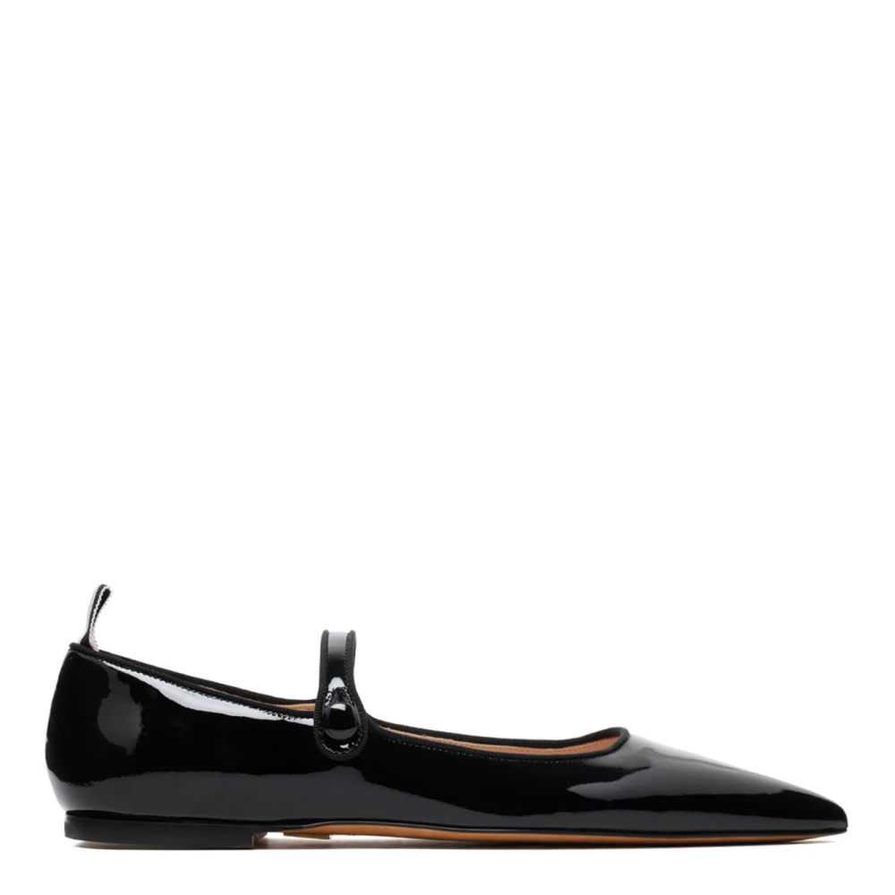 Thom Browne, Skor, Dam, 36 1/2 EU, Läder, Svarta spetsiga platta skor