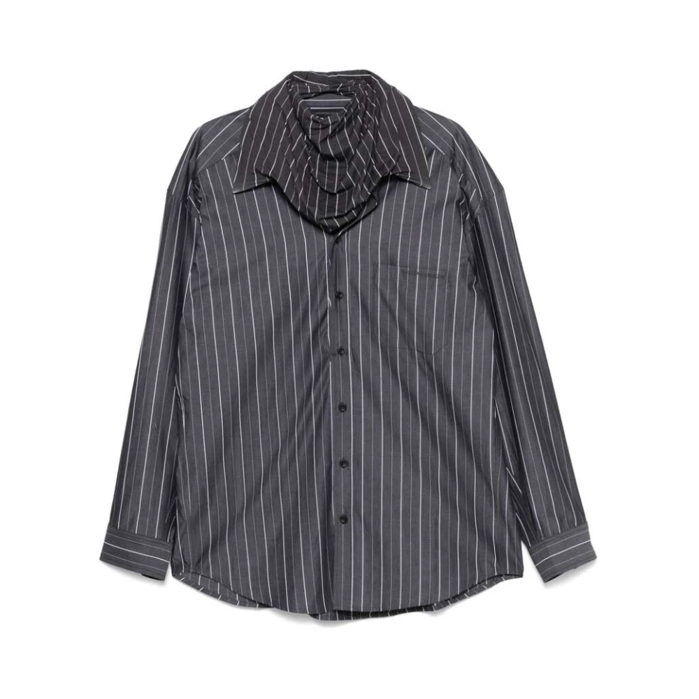 Y Project Pinstripe Cowl Neck Shirt Gray Dames