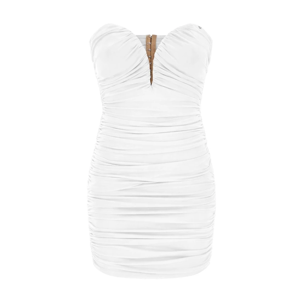 Elisabetta Franchi White Mini Dress In Crêpe Jersey Fabric - Female - Short Dresses - S - Dresses